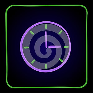 clock neon green circle